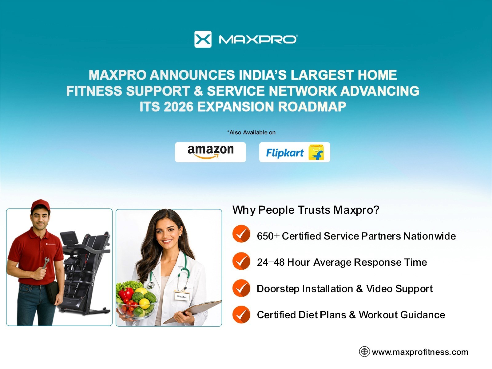 Maxpro Fitness Launches Most Comprehensive Home Fitness Service Network as Part of 2026 Plans Across India