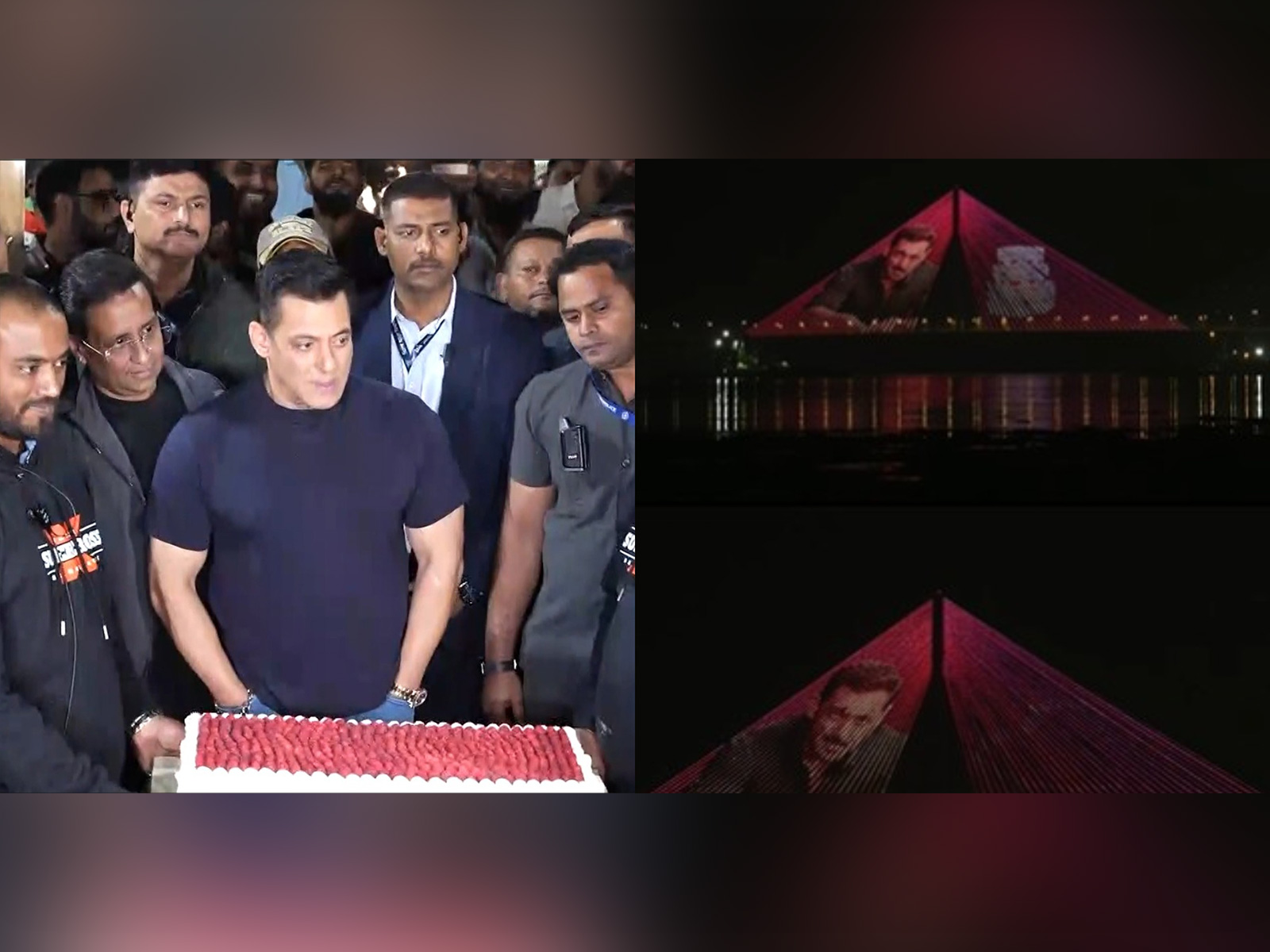 Salman Khan, Bandra-Worli Sea Link illuminated on occasion of 60th birthday(Image source/ANI) 