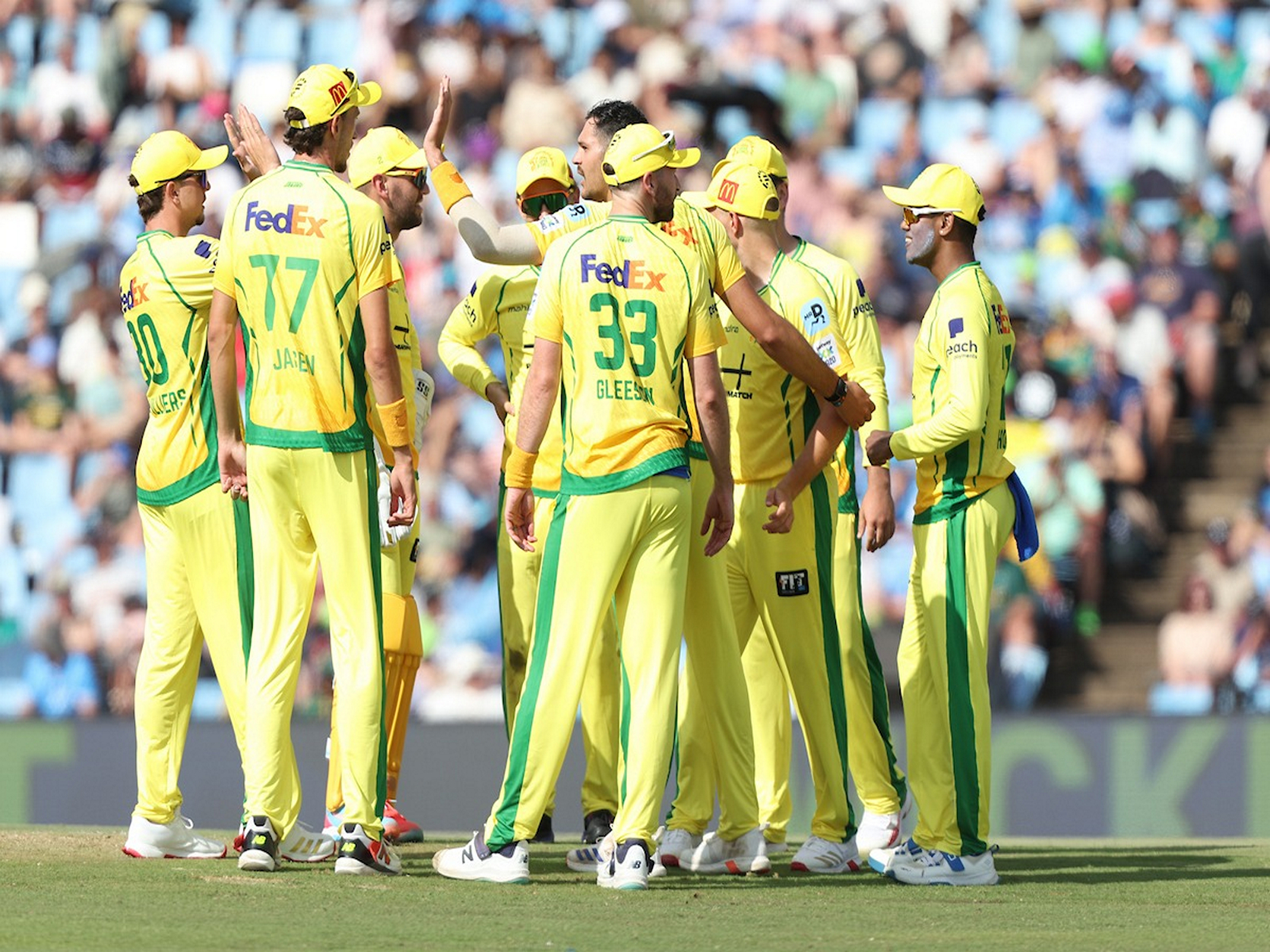 Joburg Super Kings players celebrating. (Photo: SA20)