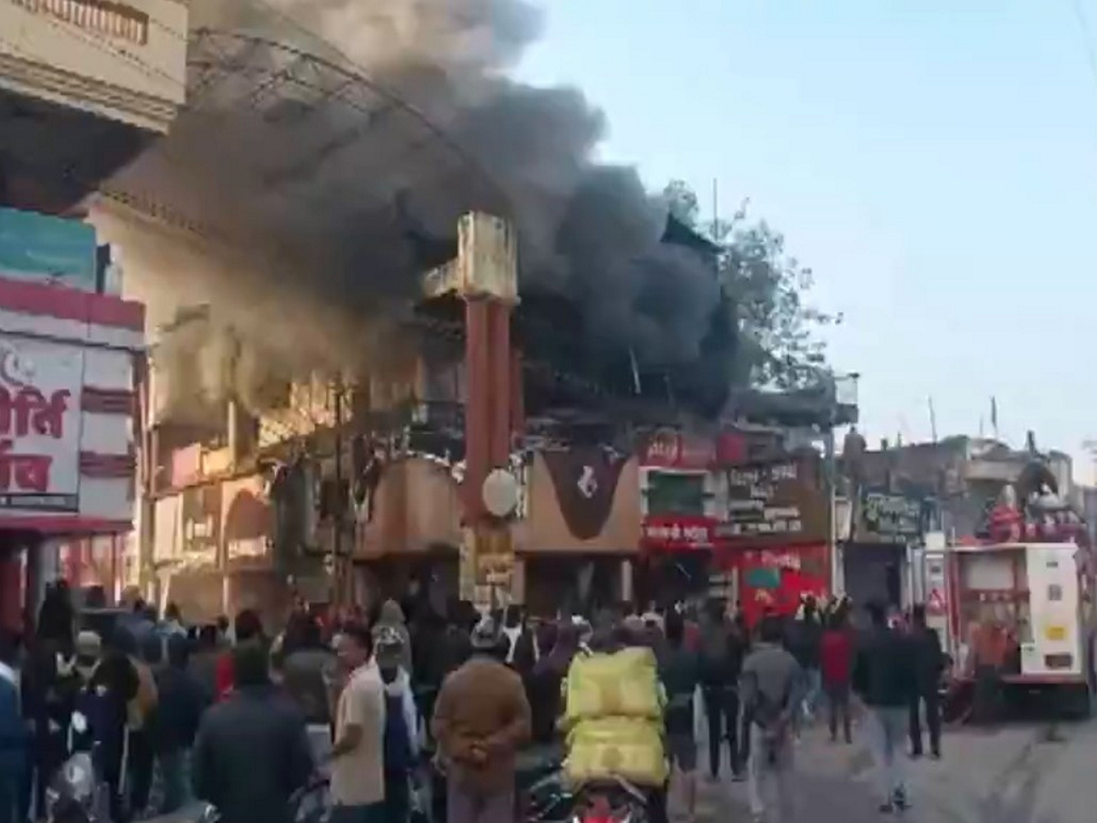 A massive fire broke out at SS Plaza in Chhattisgarh's Korba district (Photo/ANI)