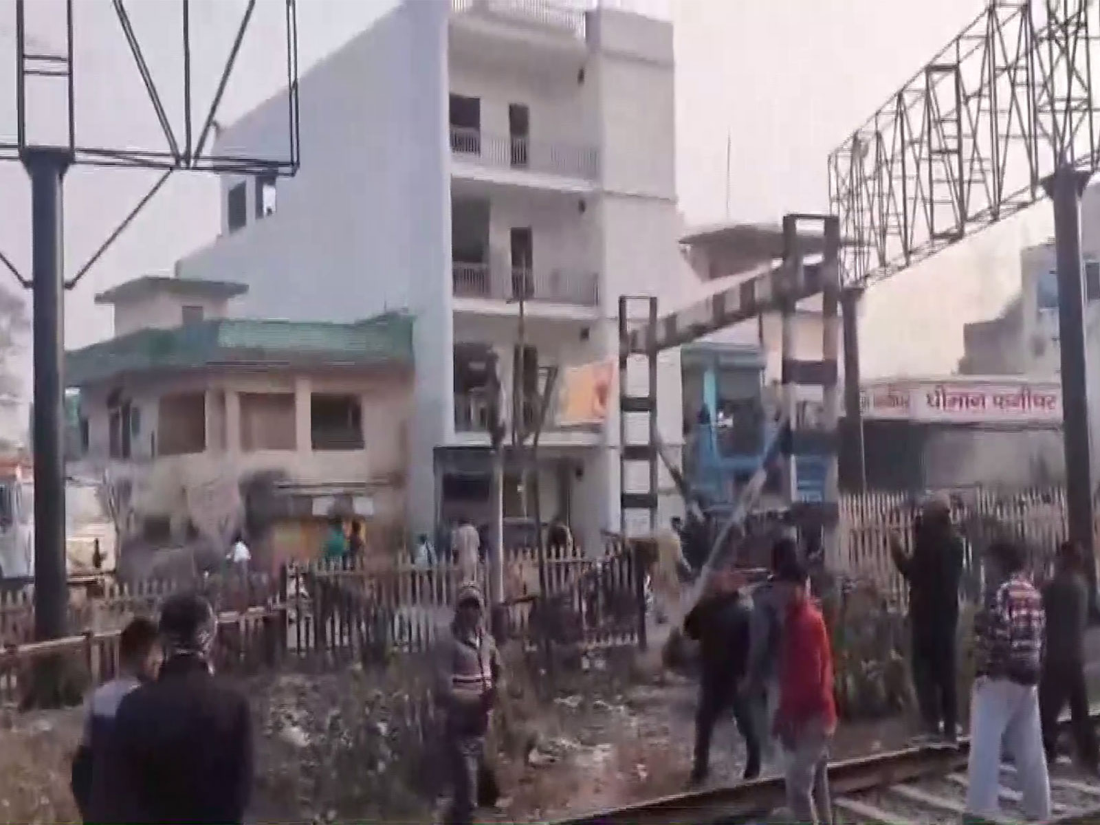 People protesting against the Forest Department’s actions blocked railway tracks (Photo/ANI)