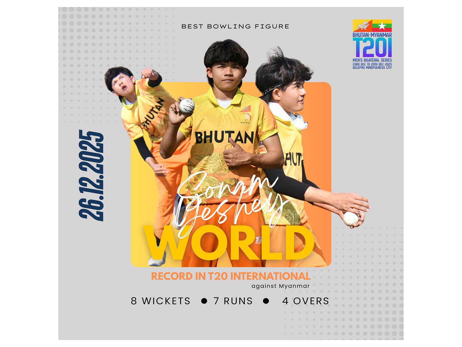 Sonam Yeshey picks up an eight-wicket haul. (Photo: X/@BhutanCricket)