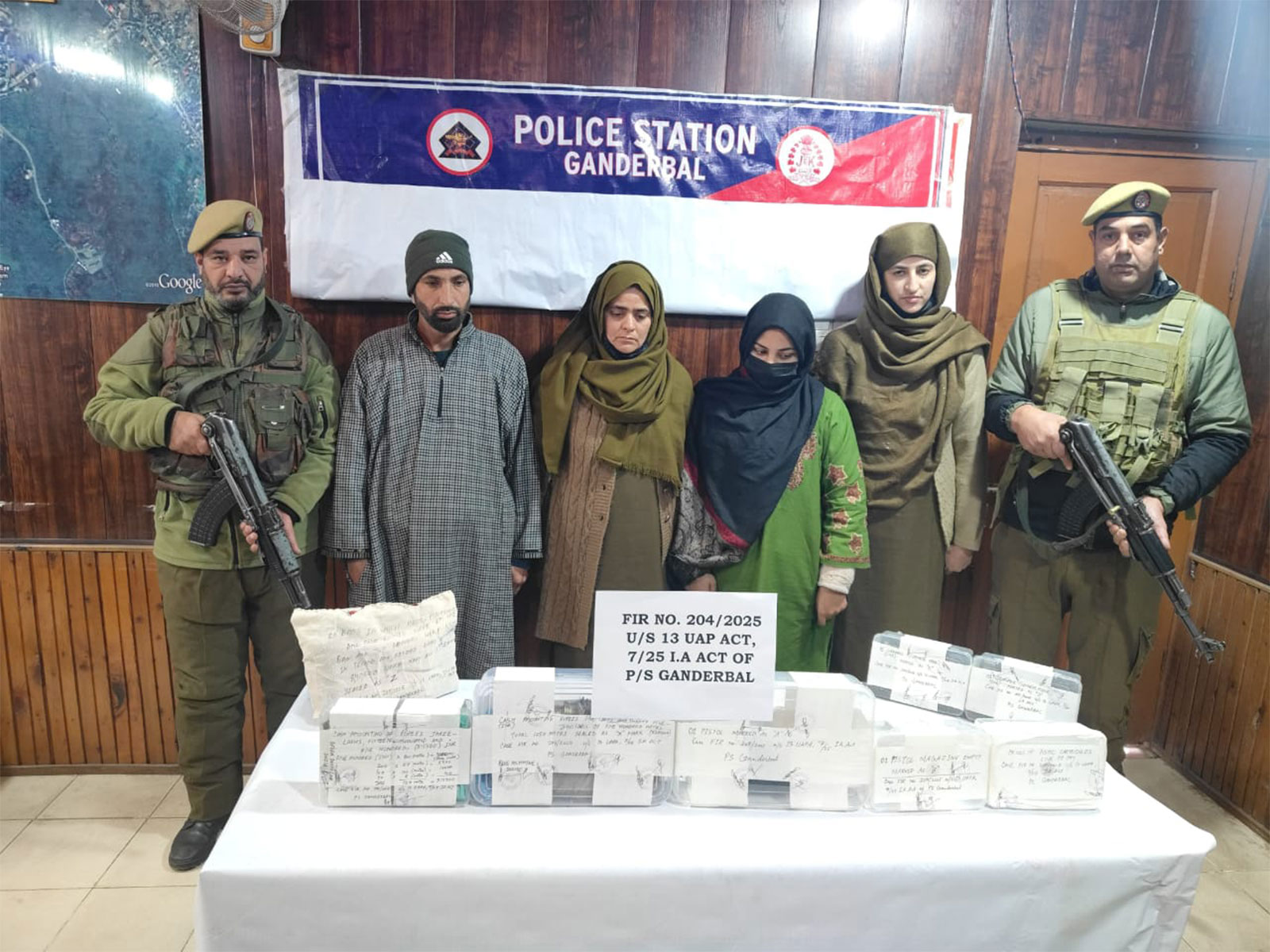 Two terror associates held with arms, grenades in Ganderbal (Photo/Jammu and Kashmir Police)