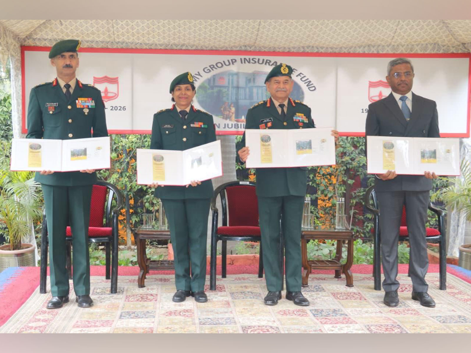 COAS unveils Special Day Cover on Golden Jubilee of Army Group Insurance Fund. (Photo: Indian Army)