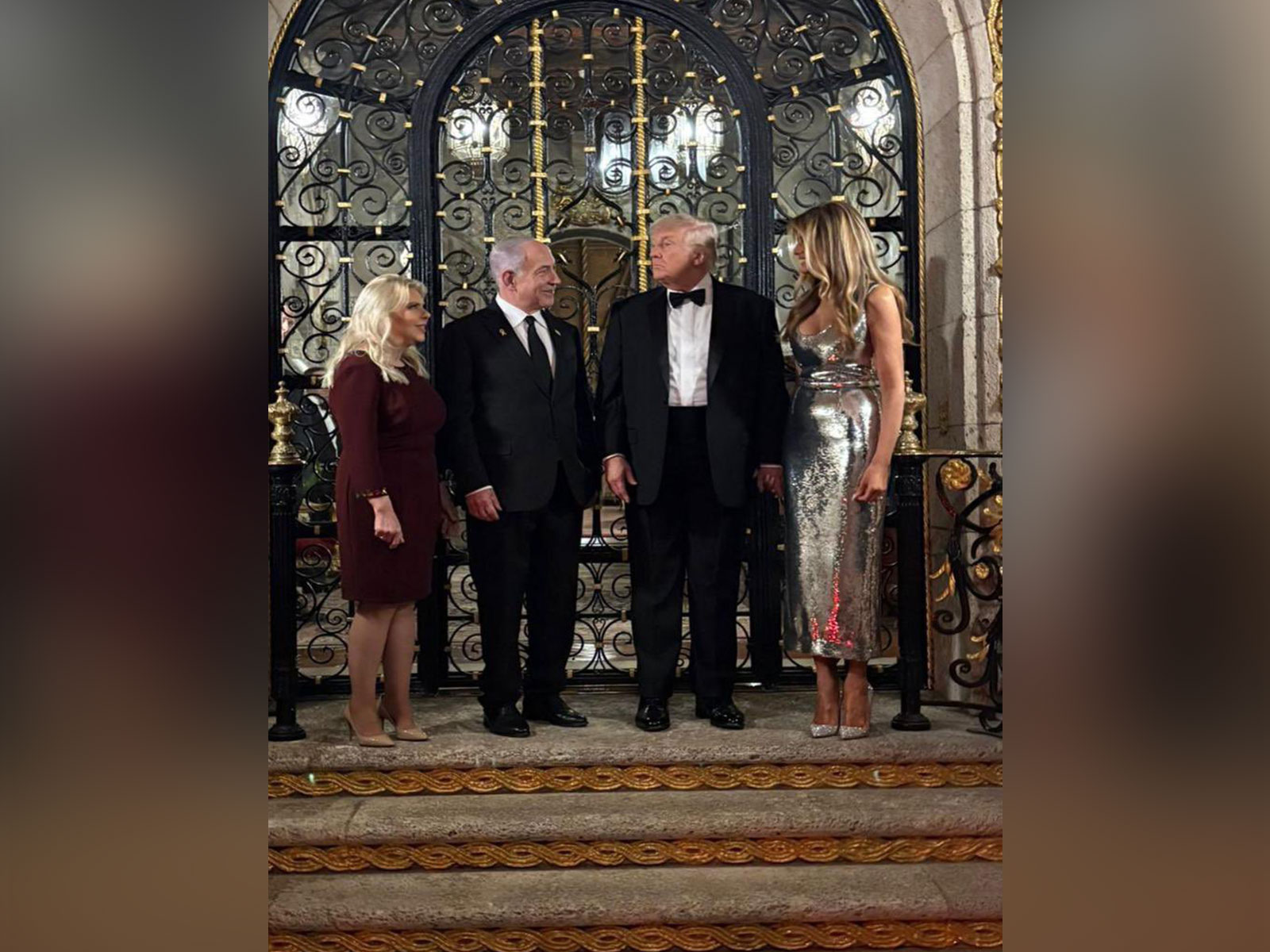 Israeli Prime Minister Benjamin Netanyahu with his wife Sara alongside US First Couple (Photo: X@netanyahu)