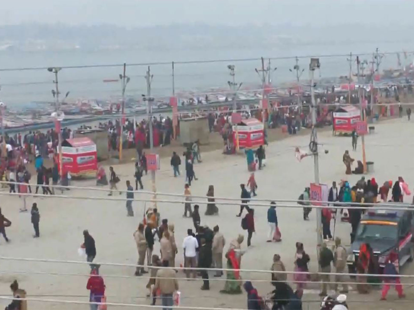 Devotees at Sangam during Magh Mela Prayagraj