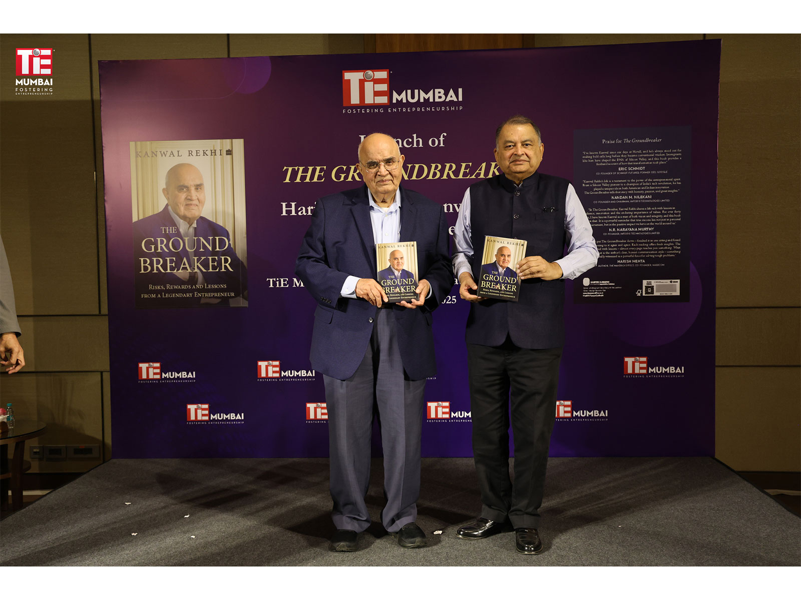 Kanwal Rekhi and Harish Mehta at the launch of The Groundbreaker