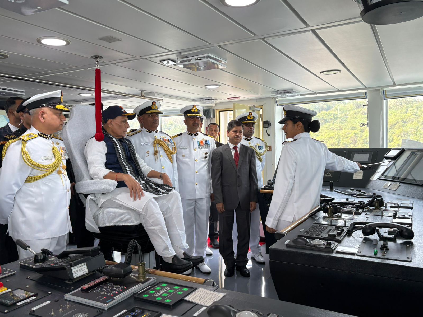 Defence Minister Rajnath Singh commissions Indian Coast Guard Ship Samudra Pratap. (Photo/ANI)