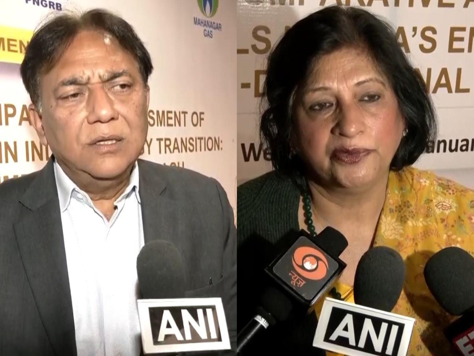 Anil Kumar Jain, PNGRB Chairperson; Vibha Dhawan, TERI Director General (Photo/ANI)