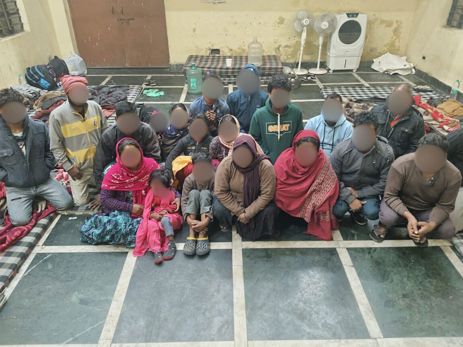 Apprehended illegal Bangladeshi nationals by Outer District Police (Photo/ANI)