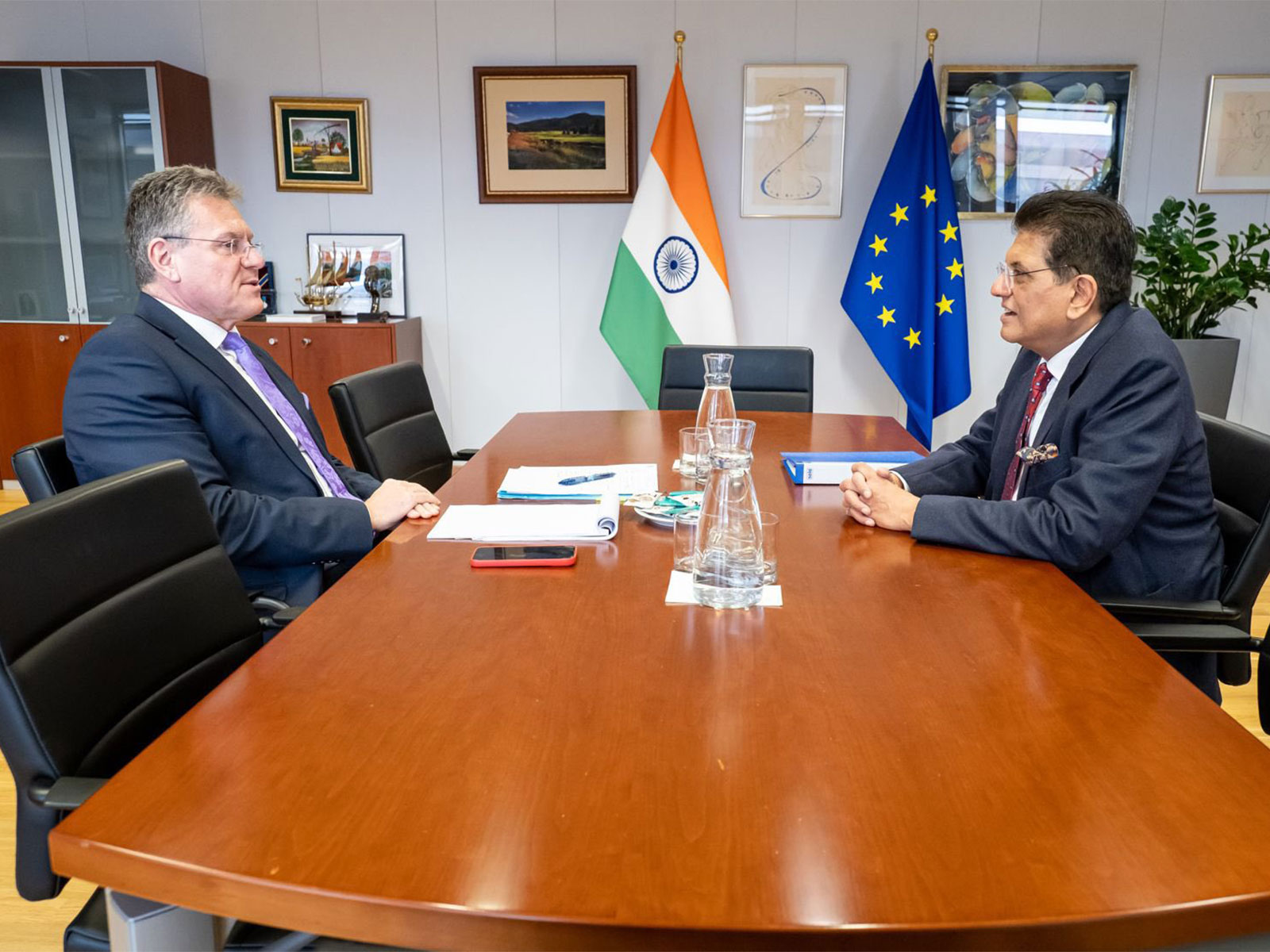 Piyush Goyal, Union Minister of Commerce and Industry; Maros Sefcovic, EU Trade and Economic Security (Photo/@PiyushGoyal)