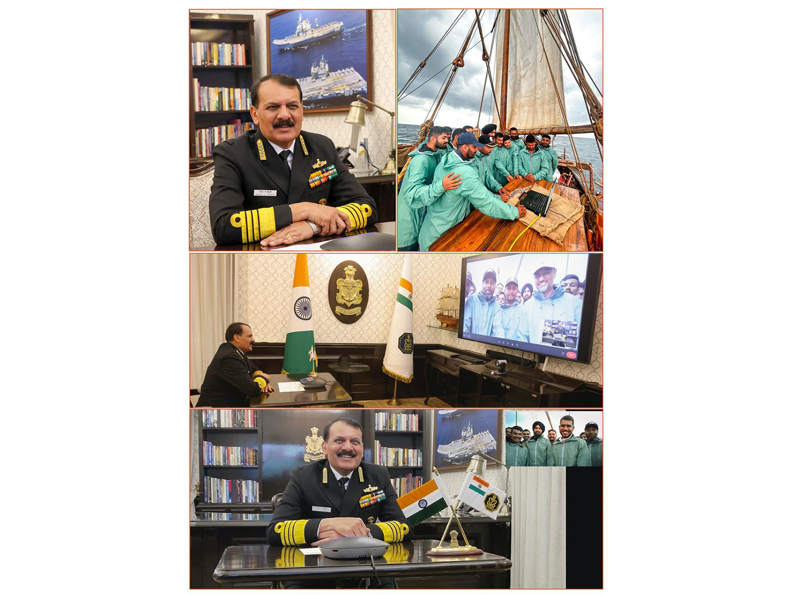 CNS Admiral Tripathi interacts with INSV Kaundinya crew, lauds proficiency, resilience on maiden overseas voyage (Photo/X@indiannavy)