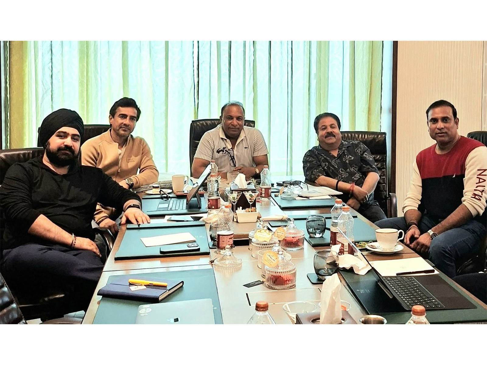 BCCI Secretary Devajit Saikia meets VVS Laxman. (Photo:X/@lonsaikia)