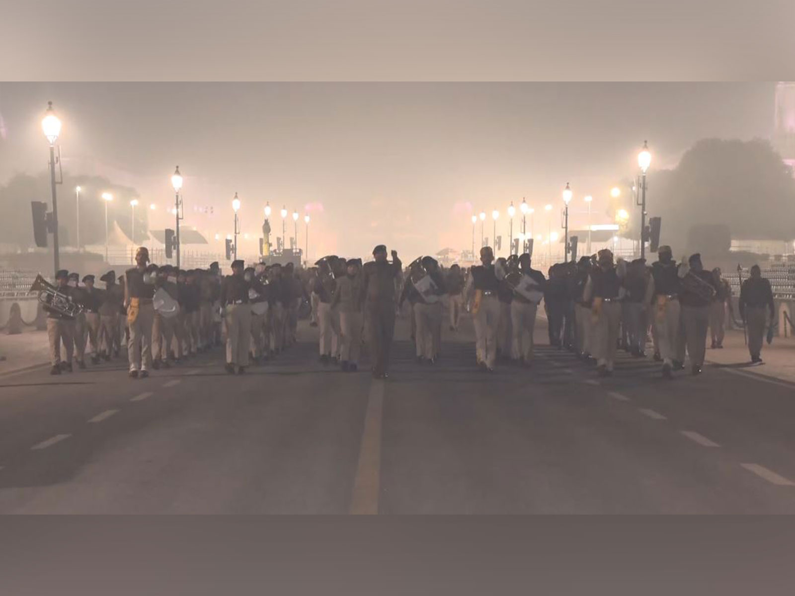 Rehearsals for the 77th Republic Day parade are underway at Kartavya Path (Photo/ANI)