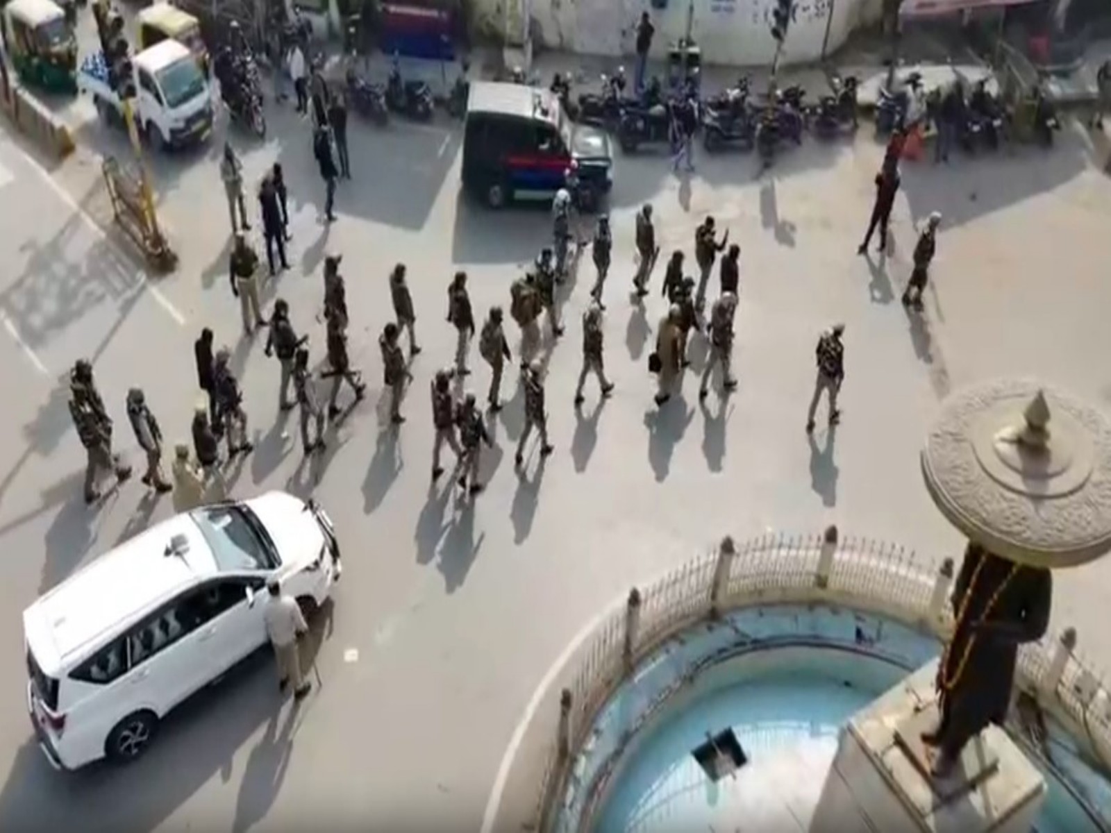 Security forces outside PM Modi public outreach office in Varanasi (Photo/ANI)