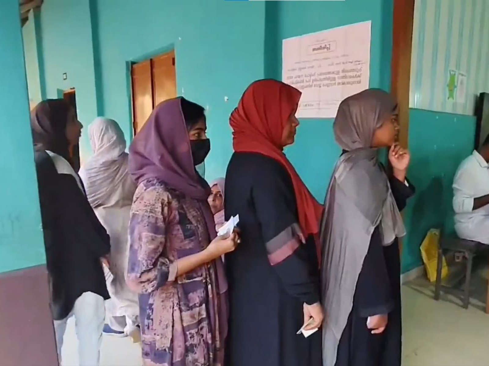 Polling underway in Payimpadam ward of Moothedam gram panchayat (Photo/ANI)
