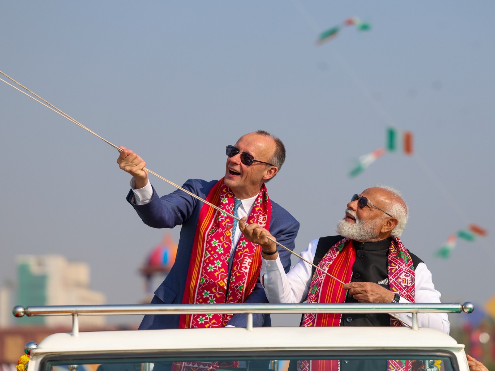 Prime Minister Narendra Modi  and German Chancellor Friedrich Merz at ‘International Kite Festival 2026' (Photo/Gujarat CMO)