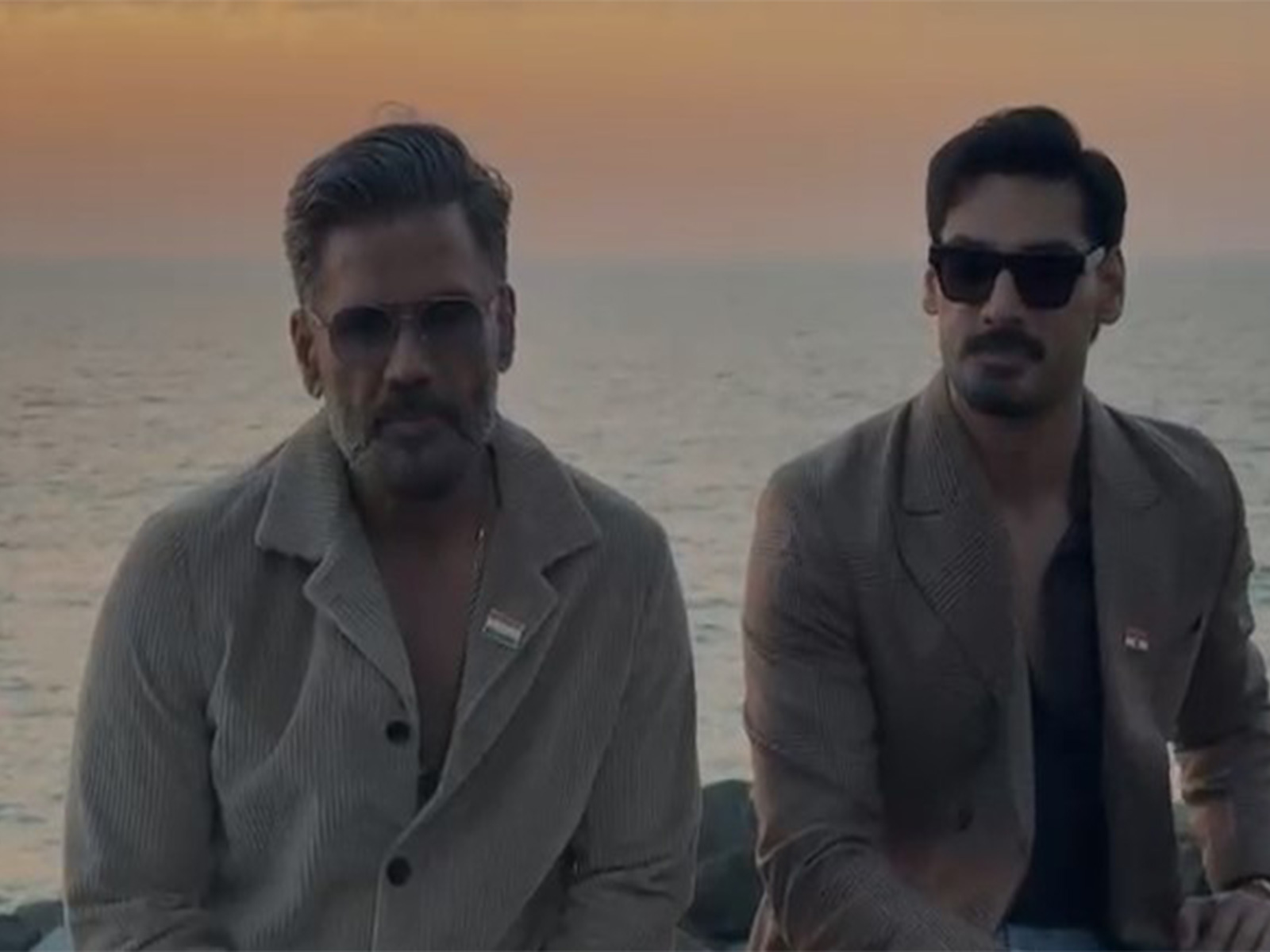 Suniel Shetty and Ahan Shetty (Image source: ANI)