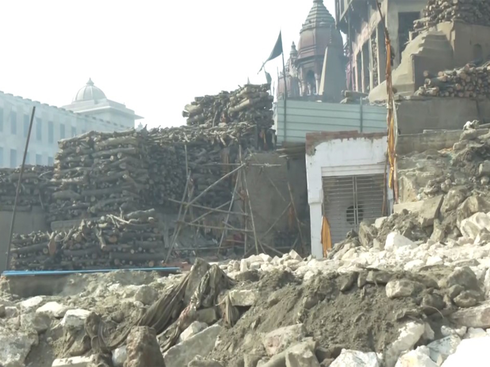 Visual of reconstruction at Manikarnika Ghat in Varanasi (Photo: ANI)