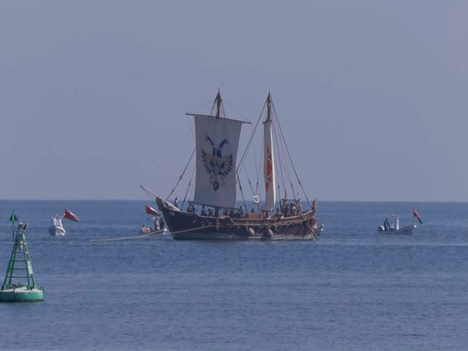 Stitched sailing vessel INSV 'Kaundinya' successfully concludes historic 18-day voyage to Muscat (Photo/ANI)