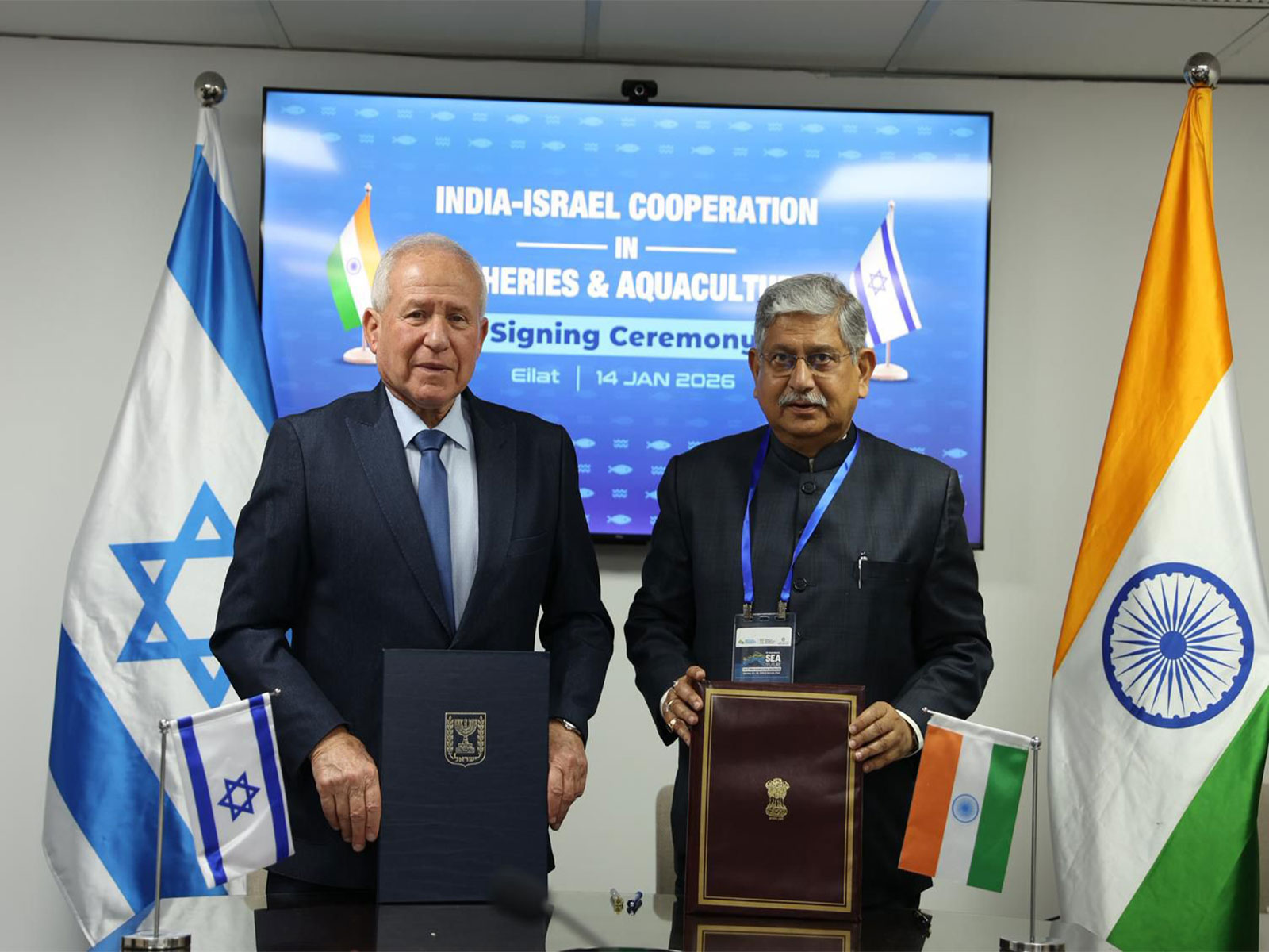 Union Minister Lalan Singh, Israel’s Avi Dichter sign declaration of intent on Fisheries & Aquaculture (Photo/X/@FisheriesGoI)