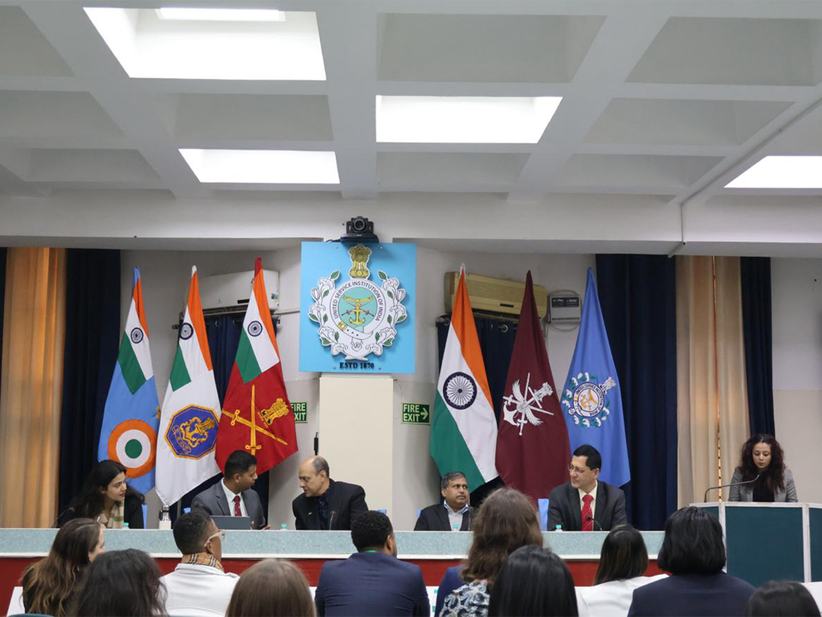 Major Vineet Kumar, Founder and Global President, CyberPeace; Vice Admiral Sanjay J. Singh, SYSM, PVSM, AVSM, NM, PhD (Retd.), Director General; Mr. M.A.K.P. Singh, Chief Technical Officer, CyberPeace; and Lt Col Vikram Kapoor, Chief Operating Officer (Photo/ANI)