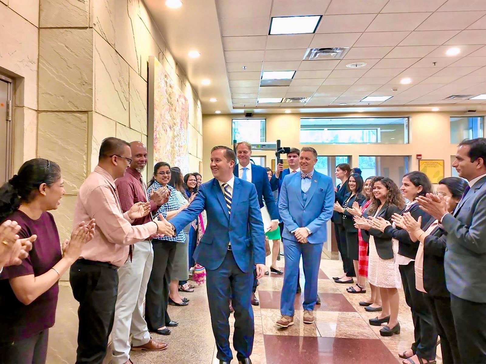 US Ambassador to India Sergio Gor visits the US Consulate in Mumbai during his first trip to the city. (Photo: X/@USAmbIndia)