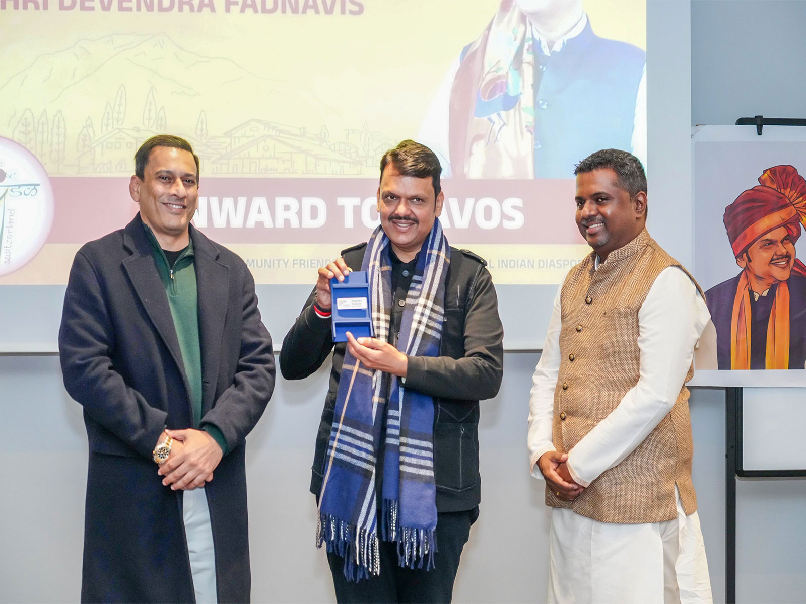 CM Fadnavis accepting the WEF Badge representing ‘Magnetic Maharashtra’ (Photo/X@CMOMaharashtra) CM Fadnavis accepting the WEF Badge representing ‘Magnetic Maharashtra’ (Photo/X@CMOMaharashtra)