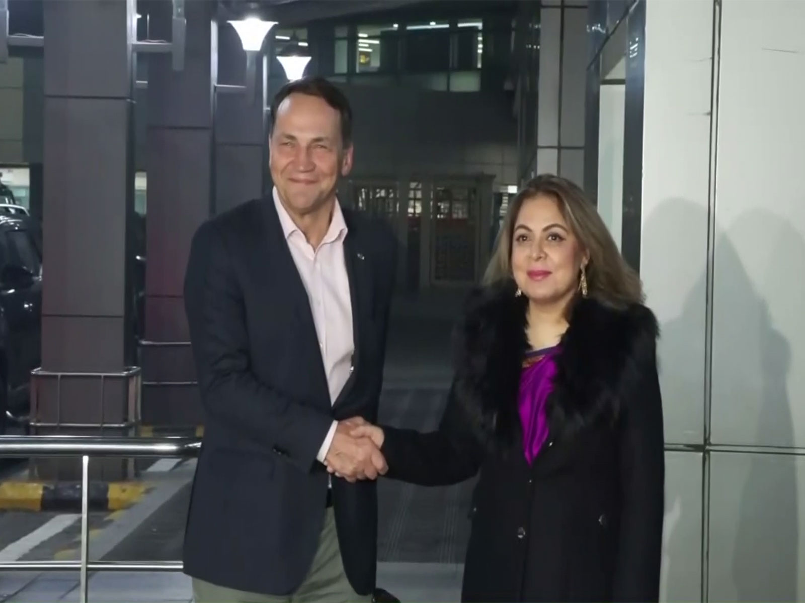 Polish Deputy Prime Minister and Foreign Minister Radoslaw Sikorski with Additional Secretary, Pooja Kapur (Photo/ANI)