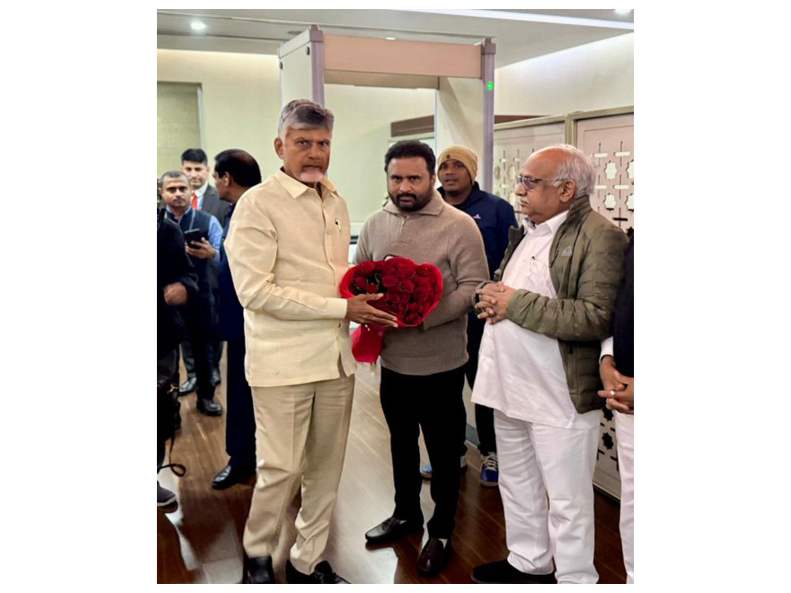 Andhra Pradesh Chief Minister N Chandrababu Naidu with Rajya Sabha MP Sana Sathish Babu (Photo: x/@sanasathishbabu)