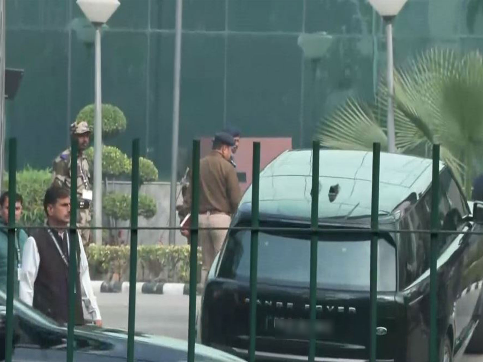 TVK chief Vijay inside the car arriving at the CBI office in Delhi (Photo/ANI)