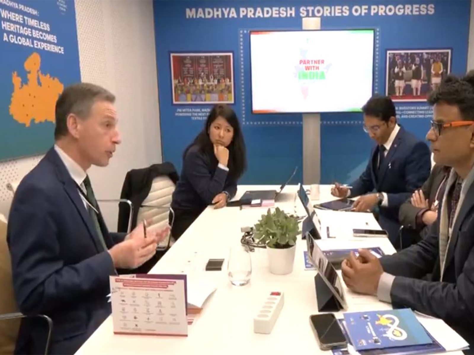 MP government delegation to WEF 2026 with Hervé Couraye, Advisor to TouchLab (Photo/ANI)