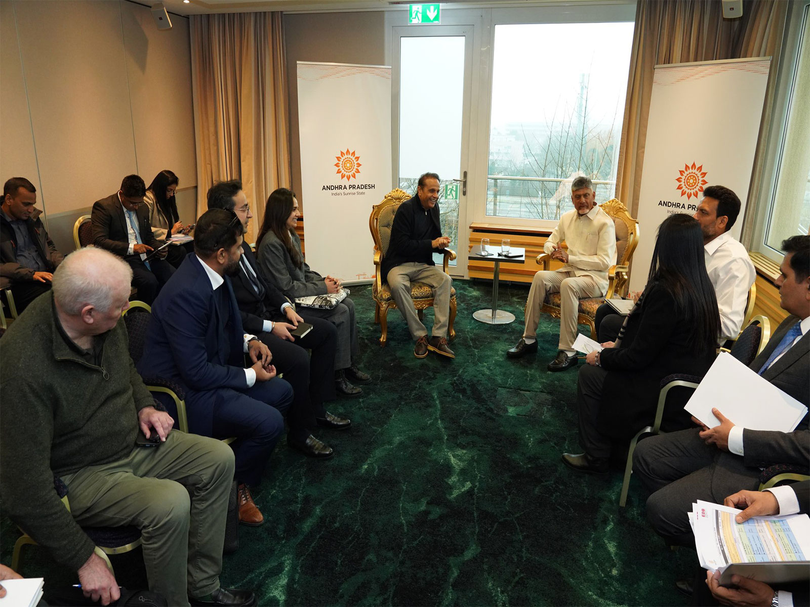 Andhra Pradesh Chief Minister N Chandrababu Naidu meet   Eros Innovations team (Photo/@ncbn)