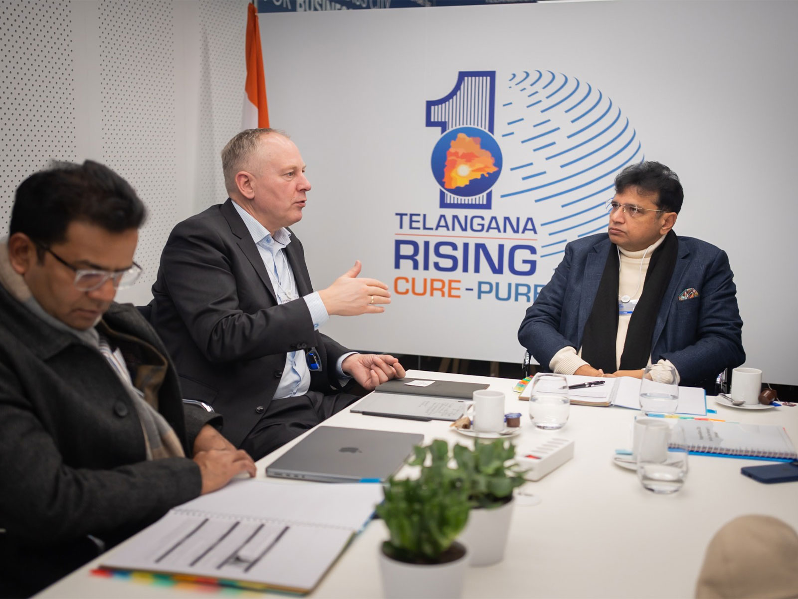 ‘Telangana Rising’ delegation meets global leadership of renowned health tech company Royal Philips at World Economic Forum 2026 in Davos. (Photo/TelanganaCMO)