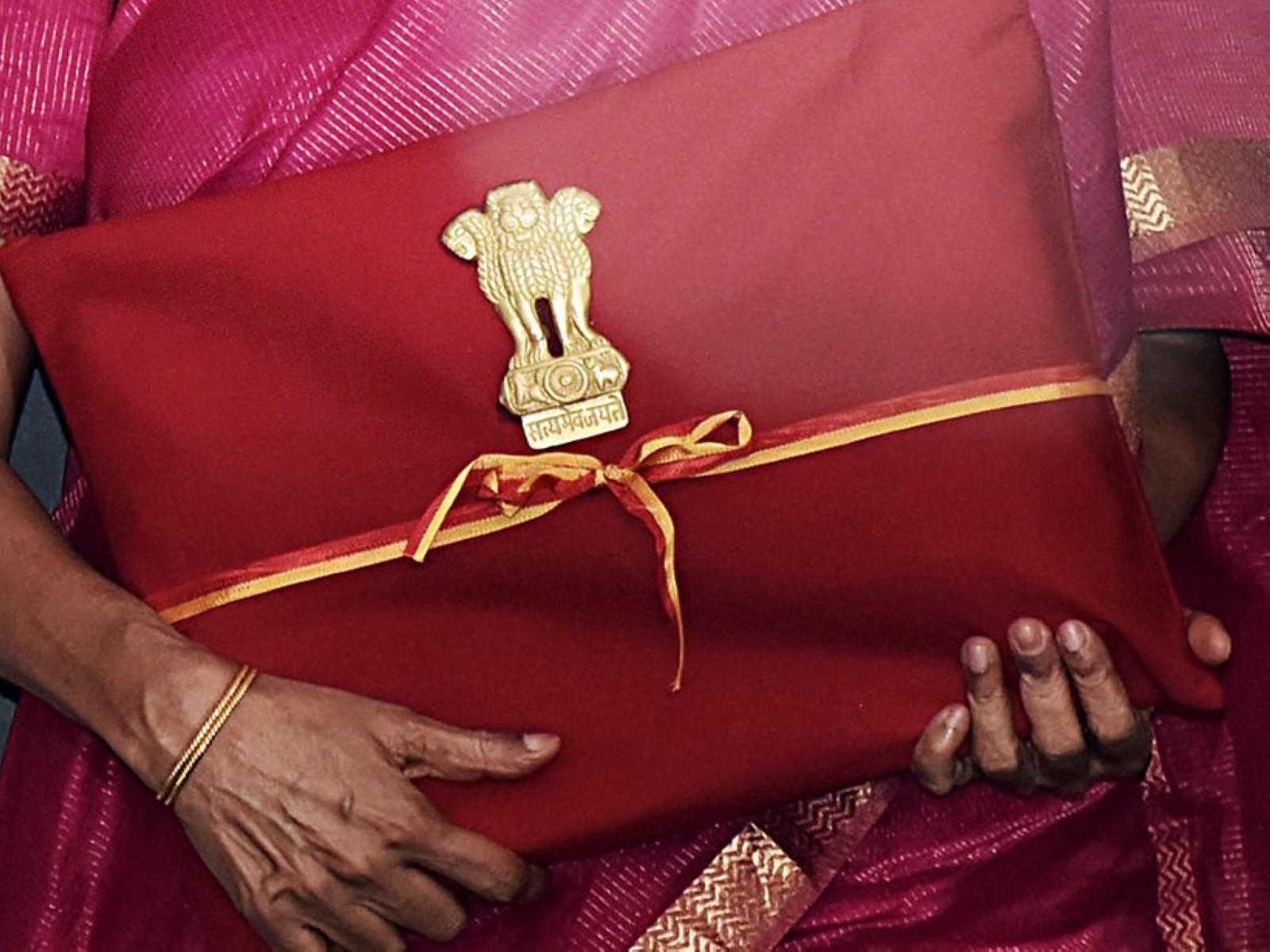 Traditional red bag with National Emblem for carrying Union Budget documents (File Photo/ANI)