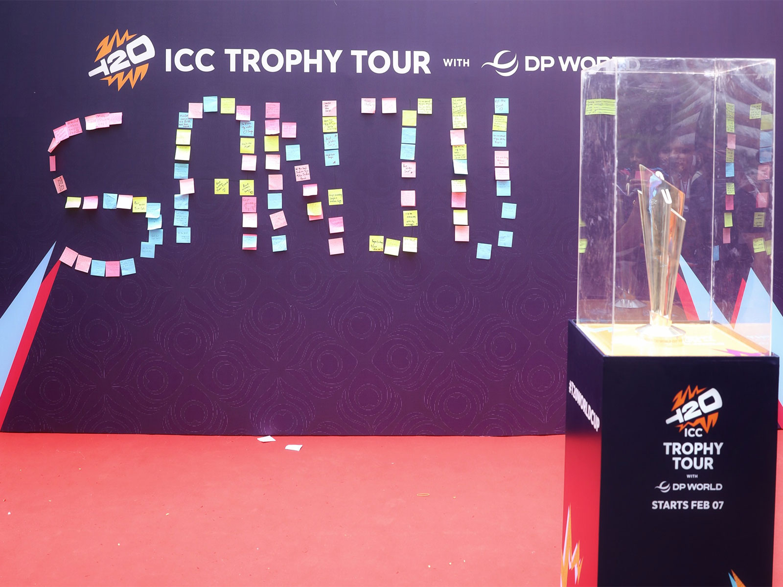 The T20 WC trophy at Sanju's alma meter. (Photo: ICC)