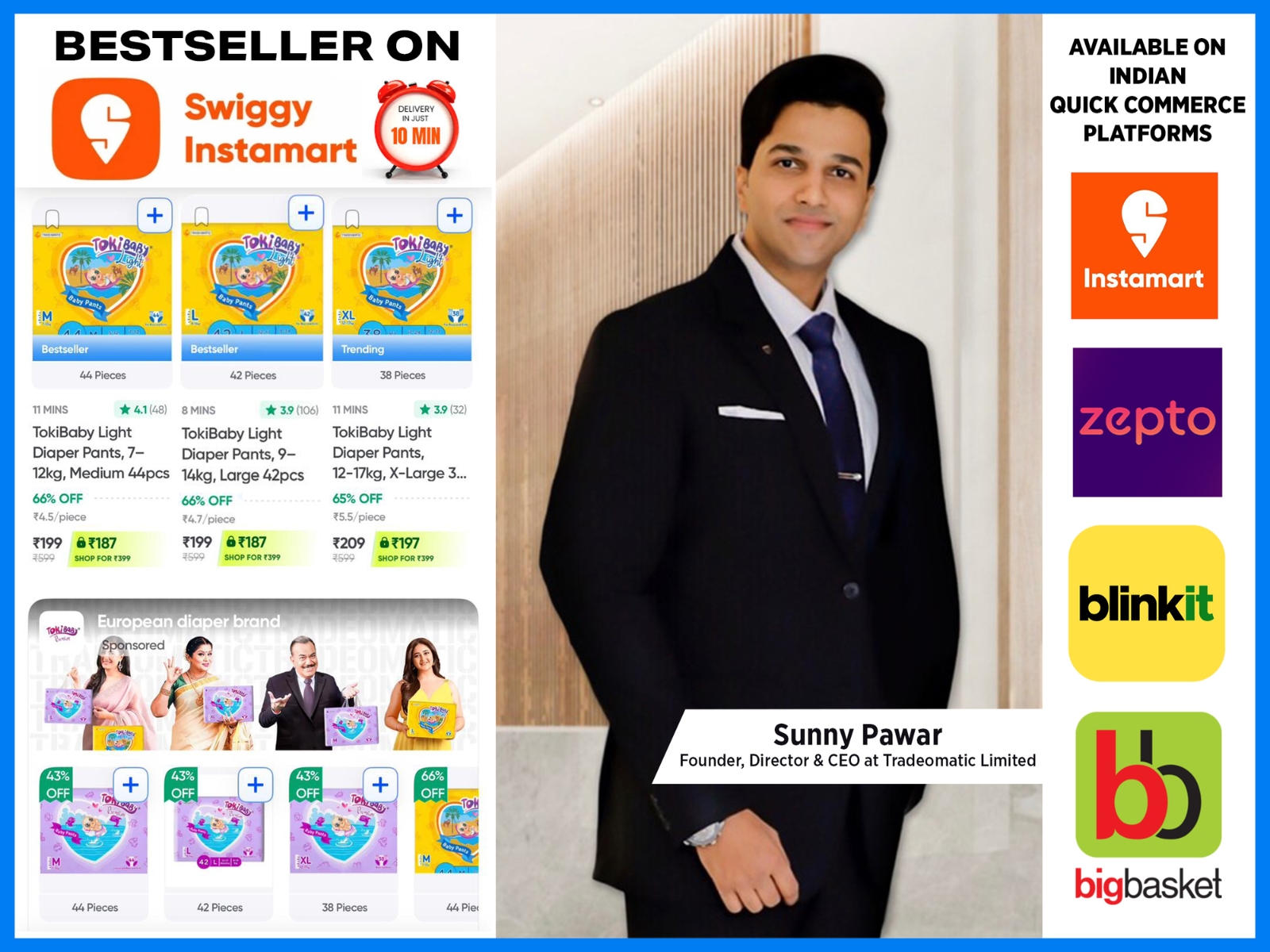 Tradeomatic Limited’s European Diaper Brand TOKIBABY LIGHT Secures Pan-India Best-Seller Status on Swiggy Instamart Tradeomatic Limited’s European Diaper Brand TOKIBABY LIGHT Secures Pan-India Best-Seller Status on Swiggy Instamart