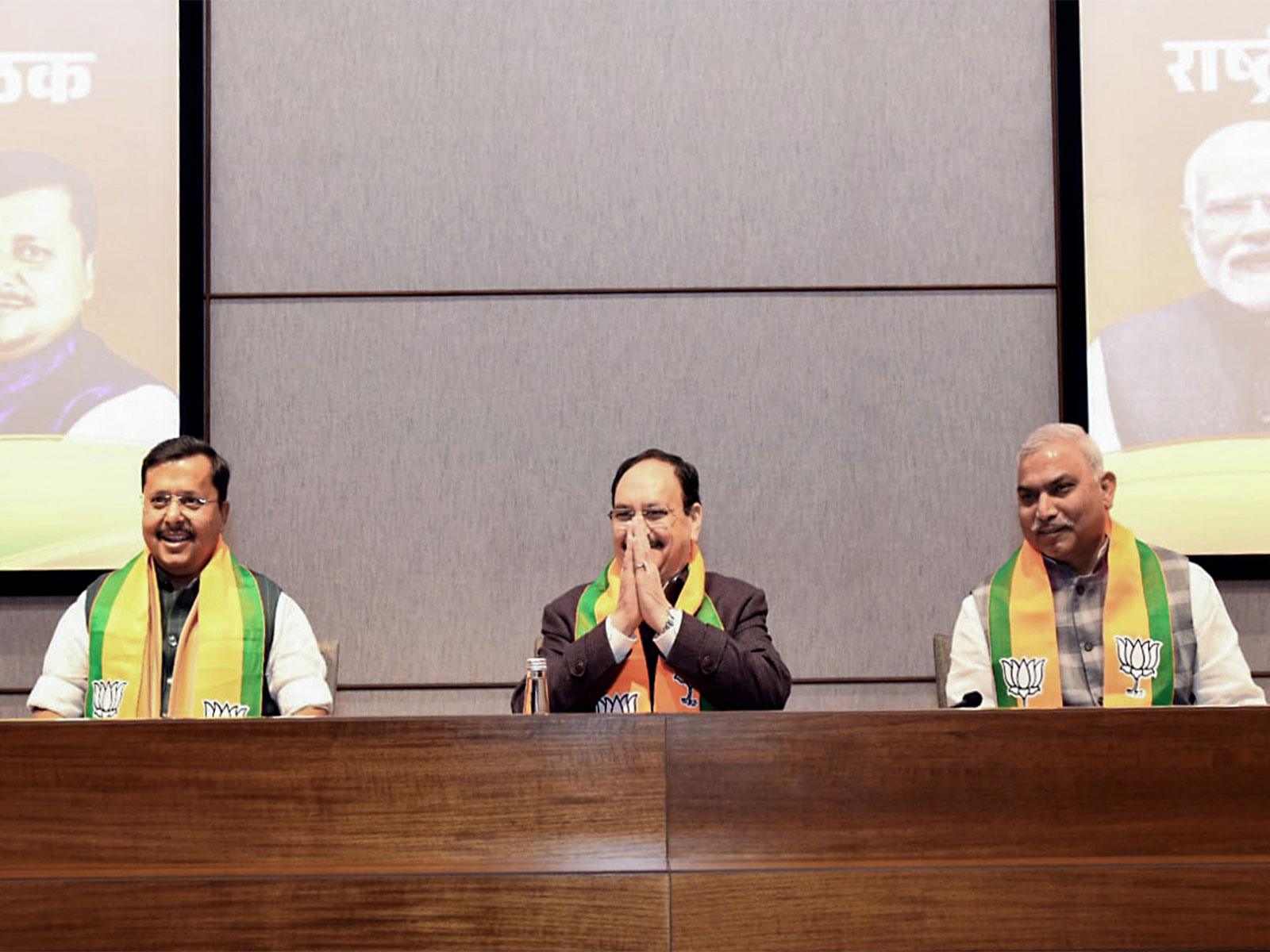 BJP chief Nitin Nabin during meeting at party headquarters (Photo: @JPNadda/X) BJP)