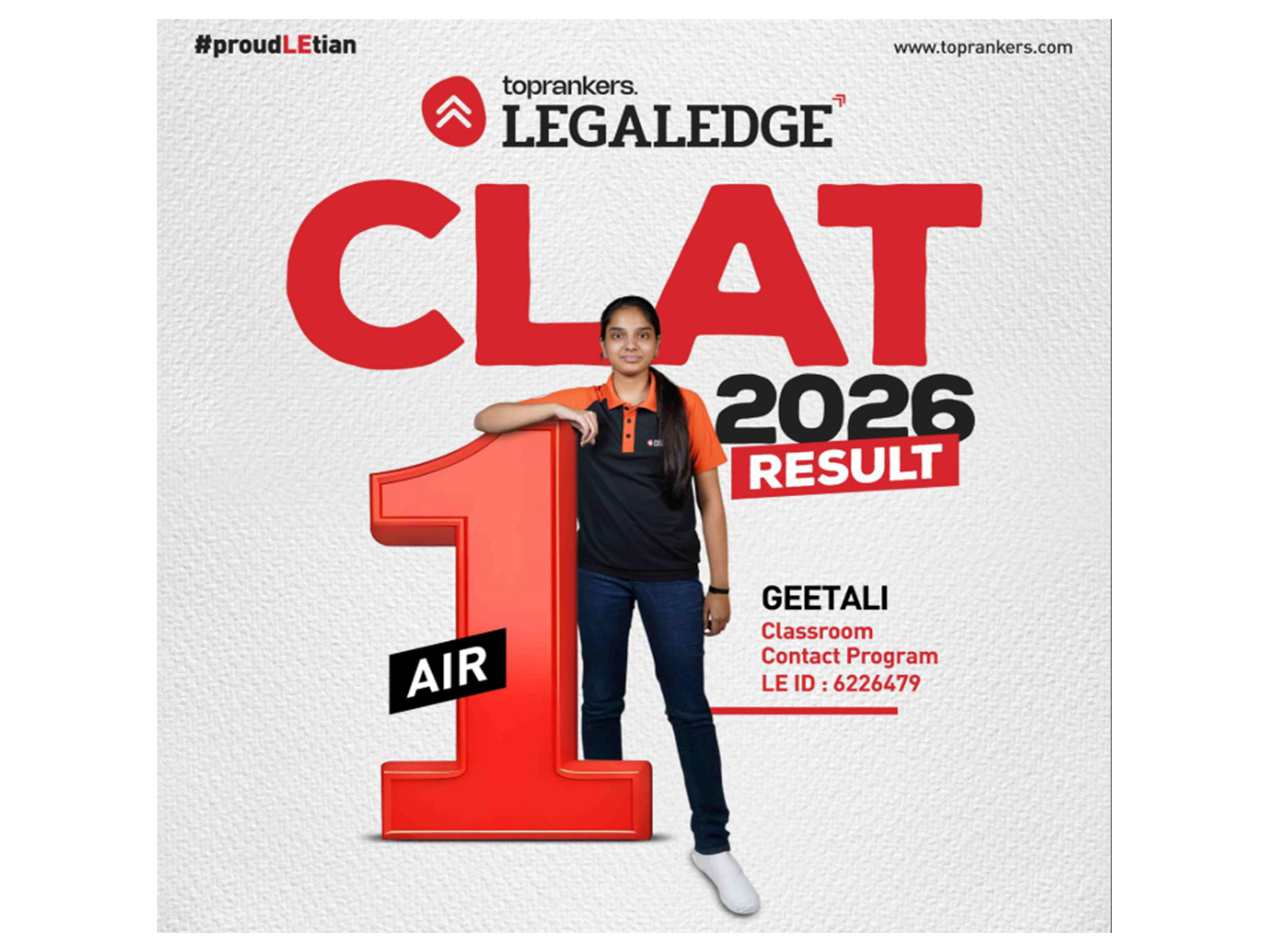 CLAT 2026 Results Spotlight a Shift in Law Entrance Preparation as Geetali Gupta Secures AIR 1 with Structured, Sustainable Approach 