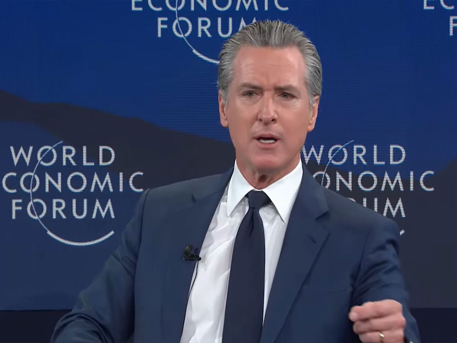 California Governor Gavin Newsom speaks during an interview session at the World Economic Forum (WEF) in Davos. (Image Credit: YouTube/WEF)