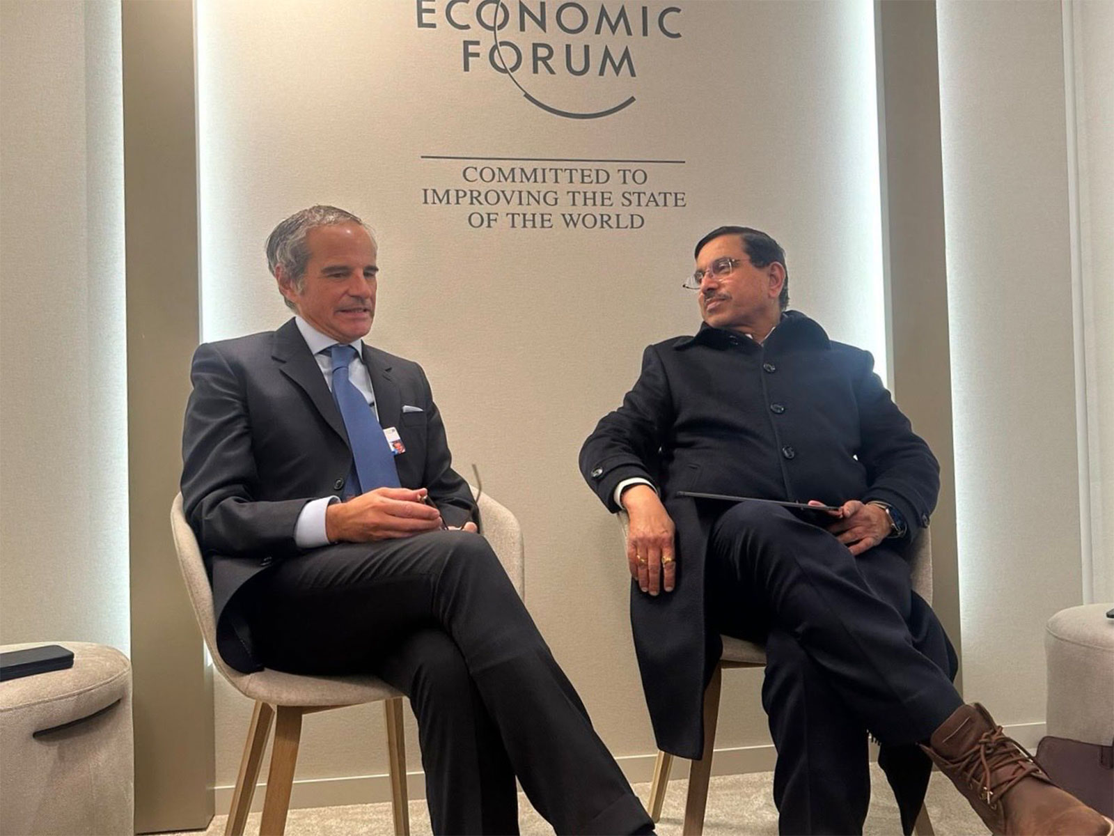 IAEA Director General Rafael Mariano Grossi with Union Minister for New and Renewable Energy Pralhad Joshi (Photo/X@rafaelmgrossi)