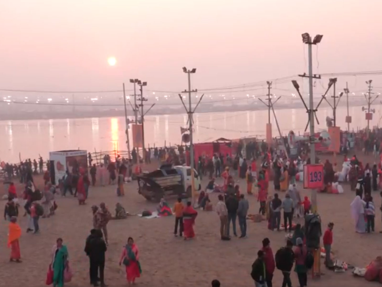 Devotees in large numbers gather at Sangam in Prayagraj. (Photo/ANI)