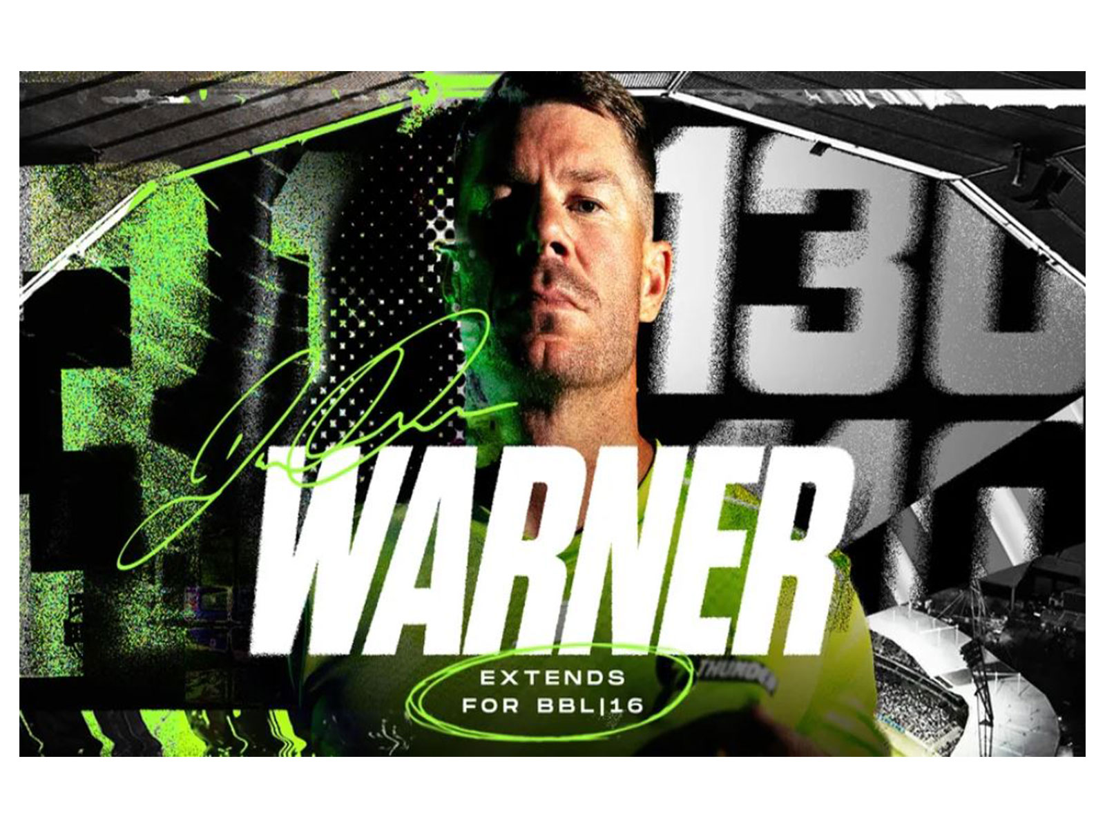 David Warner has extended his stay with Sydney Thunder. (Photo: Sydney Sixers)