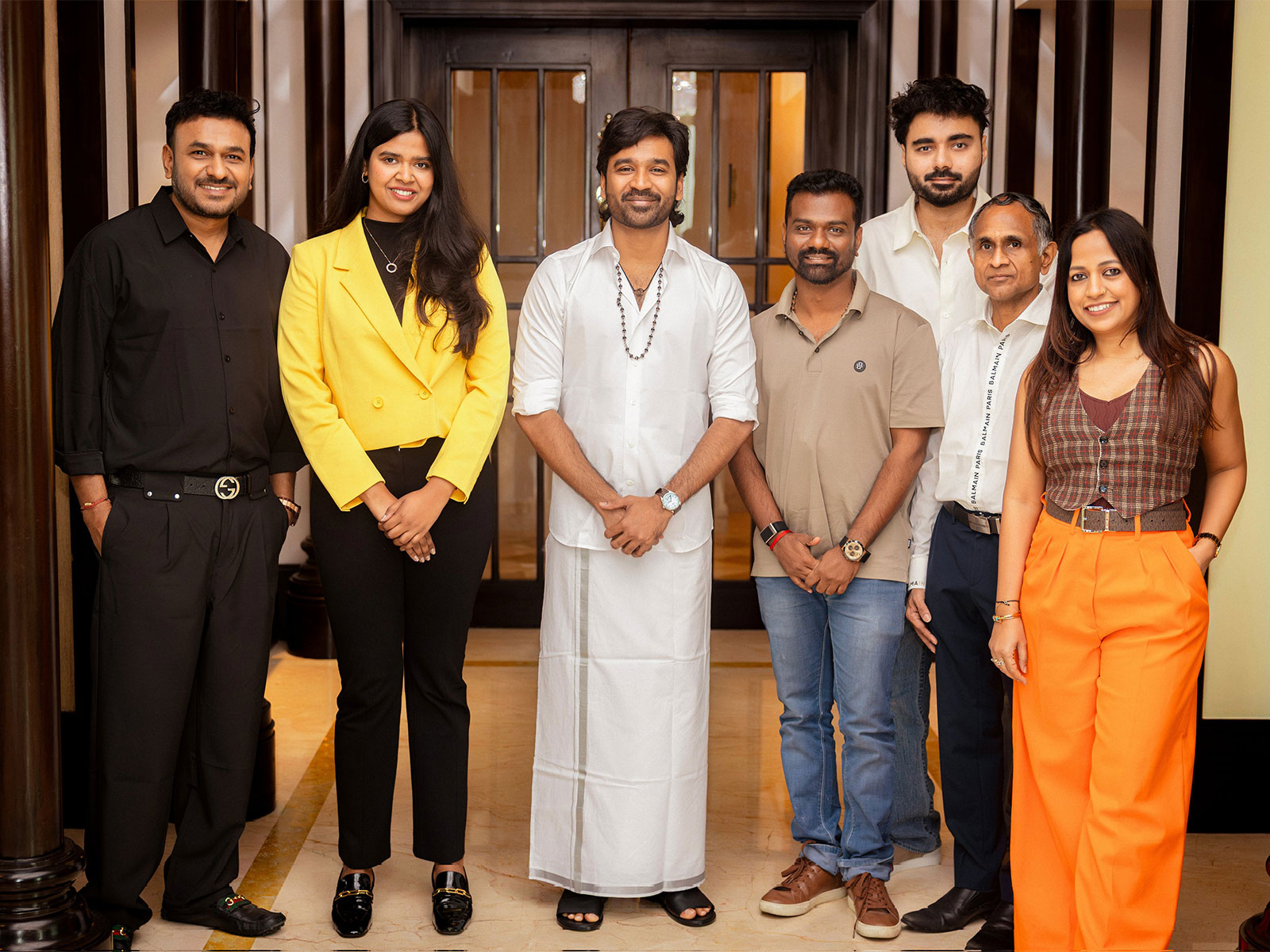 Dhanush with team (Photo/X/@wunderbarfilms)