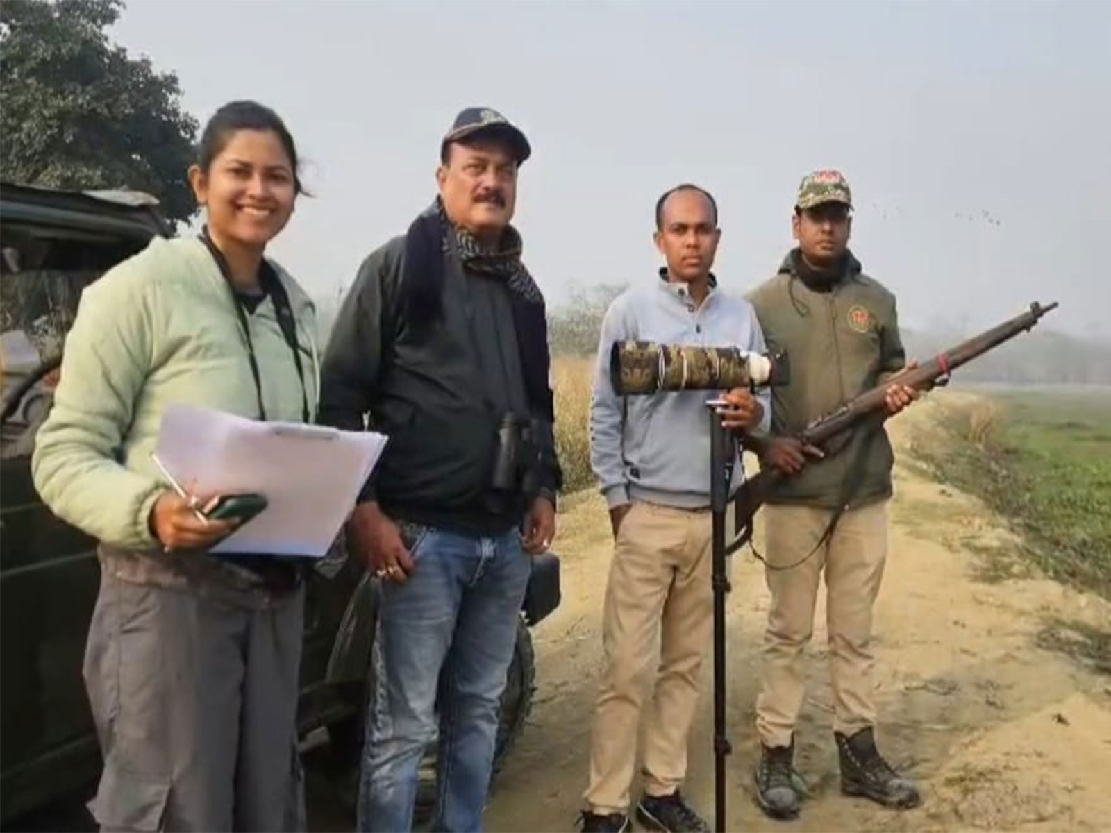 Pobitora Wildlife Sanctuary authorities with  Aaranya team (Photo/ ANI)