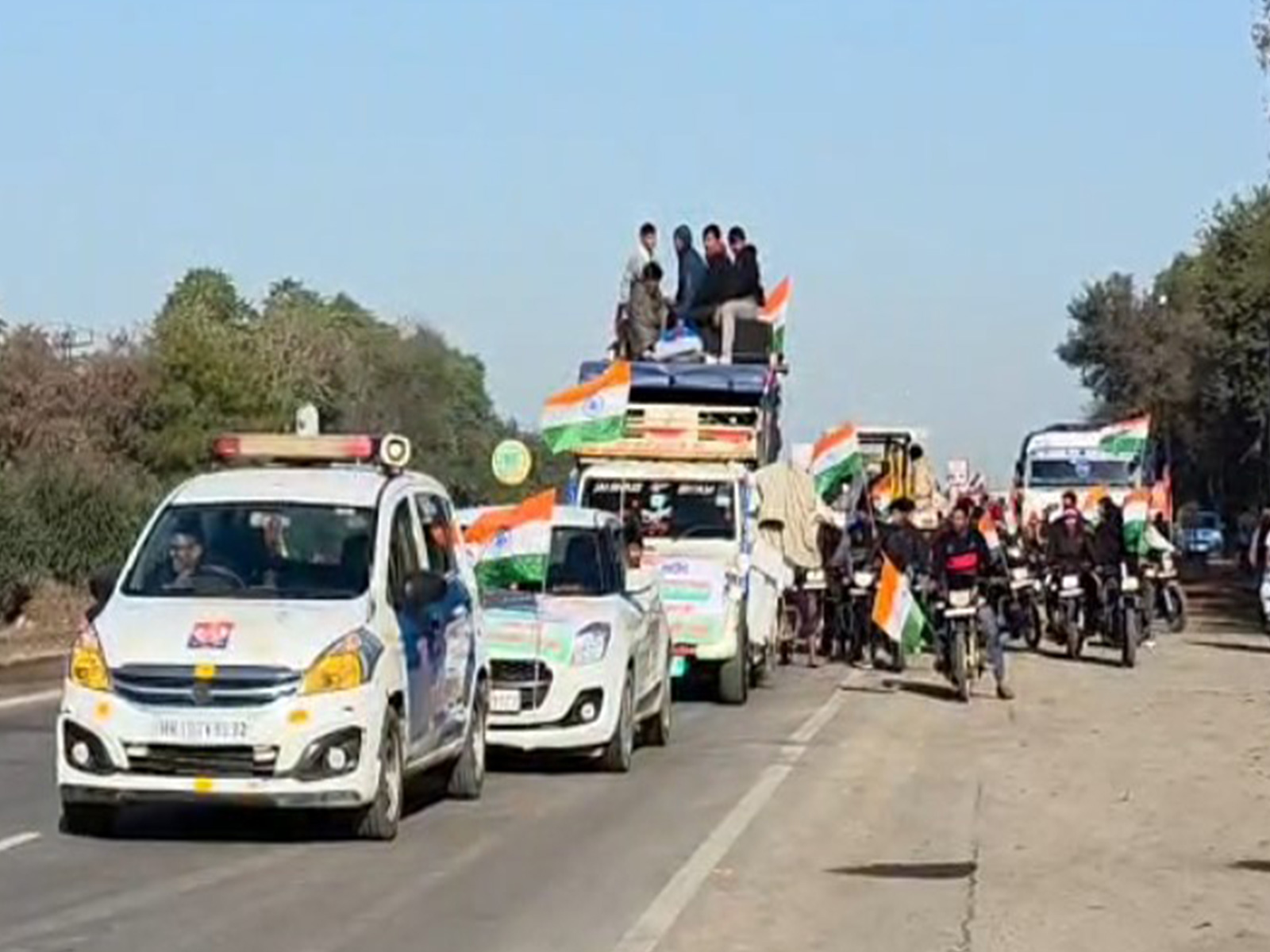 Mortal remains of Army jawan Mohit Chauhan being taken to Jhajjar, his hometown (Photo/ANI)