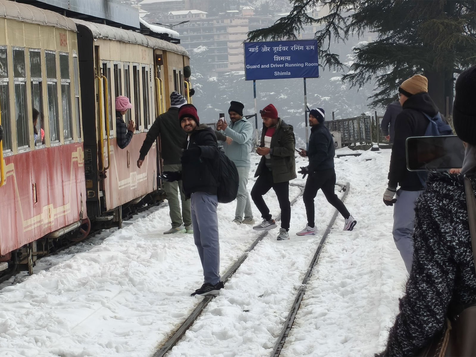 Tourists enjoying the iconic Kalka-Shimla heritage toy train (Photo/ANI)