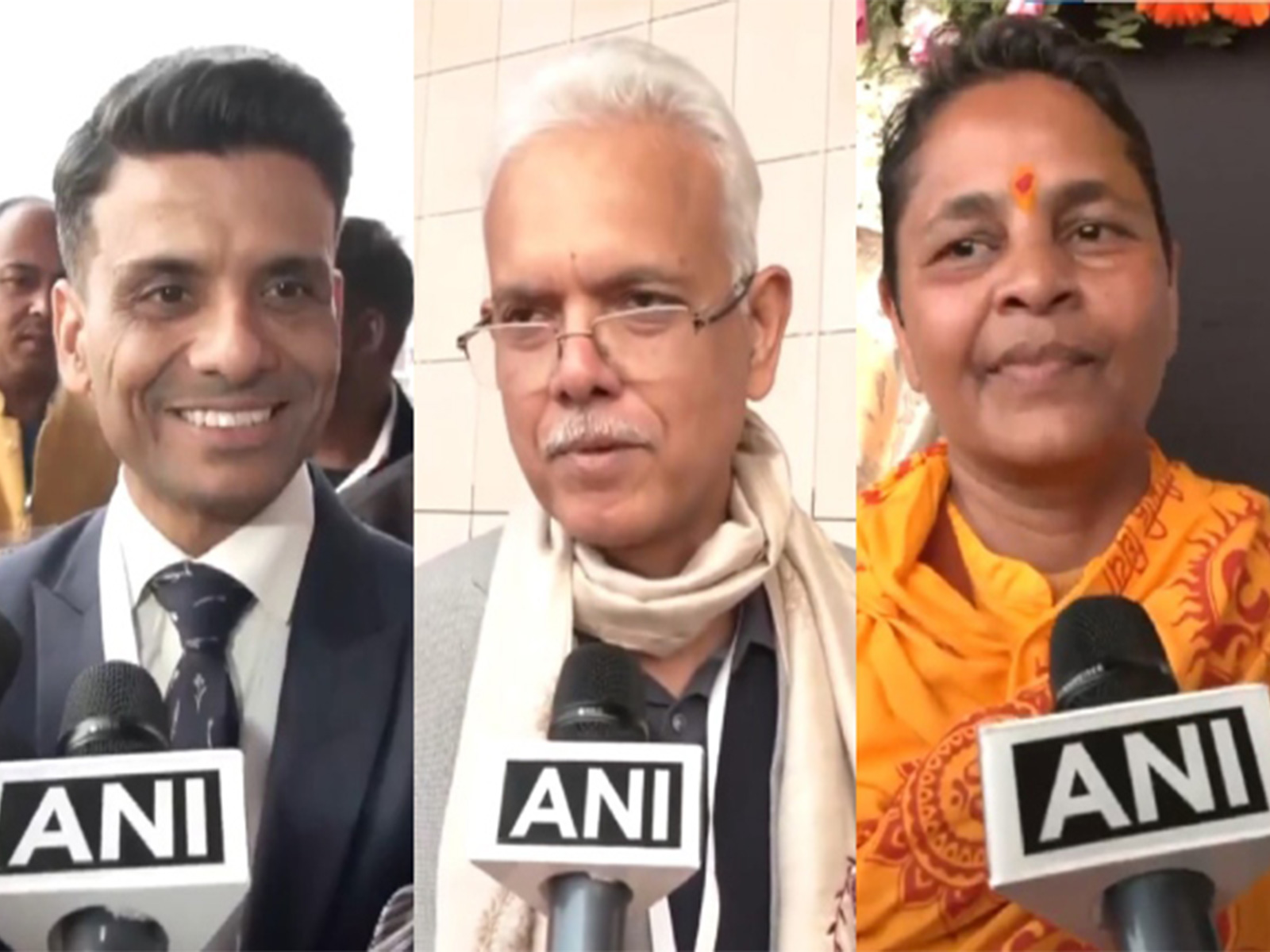 Group Captain Shubhanshu Shukla, Agriculture Scientist Sudhanshu Singh (C) and Lakshmi Arya (R) (Photo: ANI)
