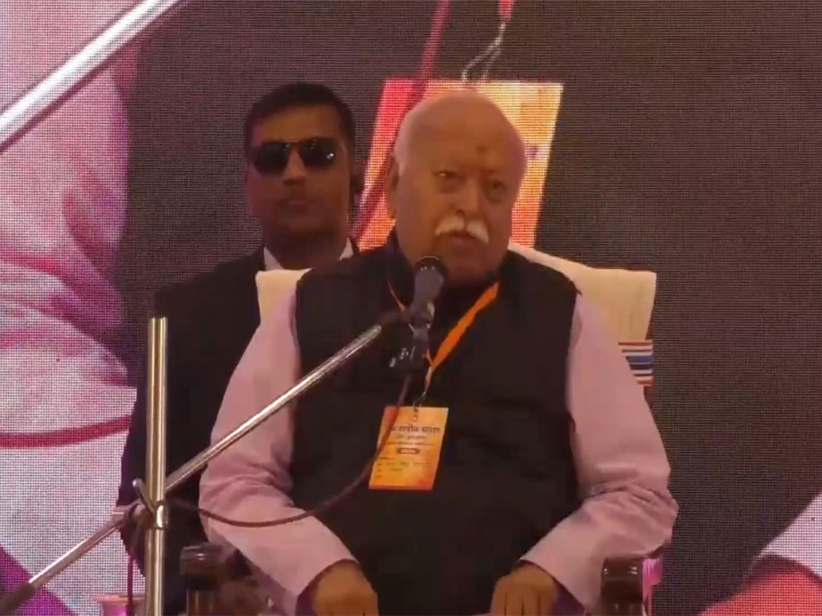 RSS Chief Mohan Bhagwat addressing the 'Janjati Samvad Karyakram' (Photo/ANI)