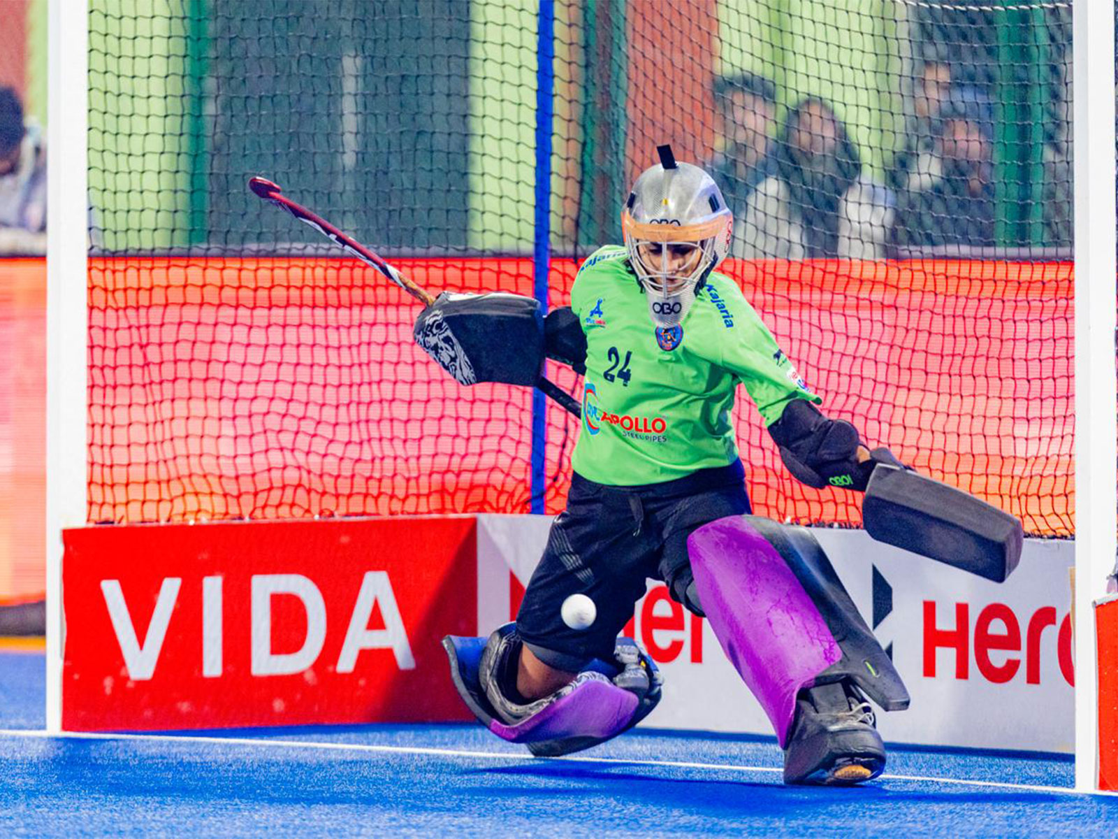 SG Pipers goalkeeper Bansari Solanki in action during Women’s Hockey India League 2025-26 (Image: HI)